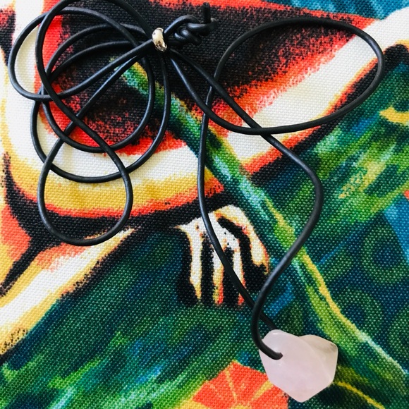 Pale PINK STONE Adjustable Cord NECKLACE - Picture 1 of 5